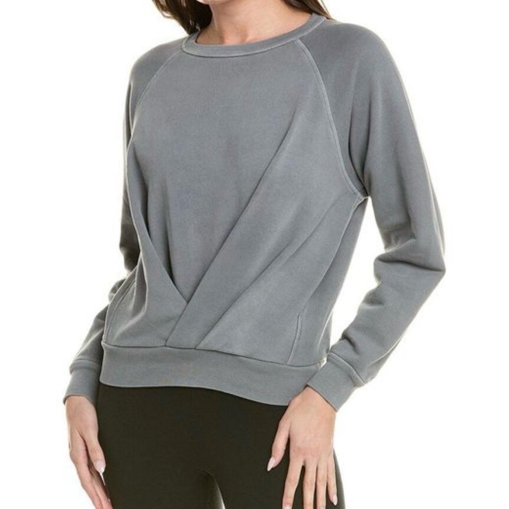 Women's 7‎ For All Mankind Tuck Crewneck Sweatshirt Small Twist Front Gray Cozy